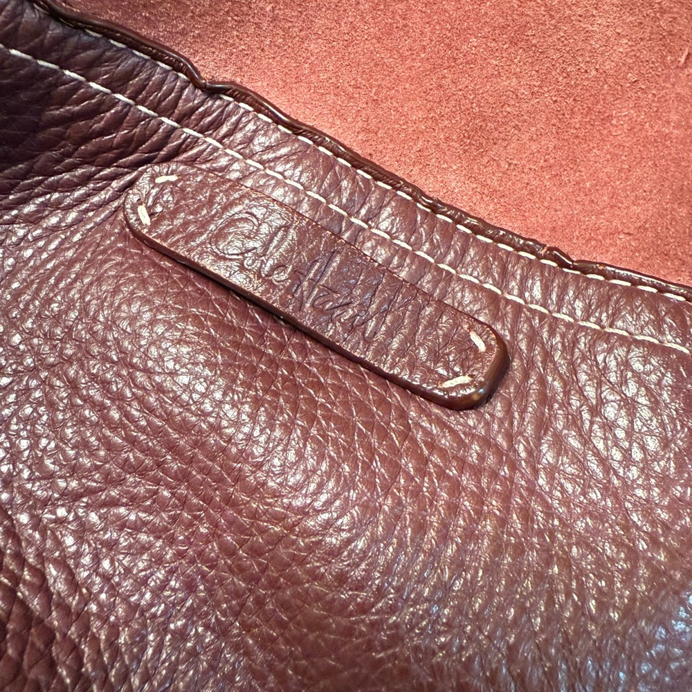 Cole Haan Burgundy Suede and Leather Bucket Shoulder Bag - Picture 4 of 10